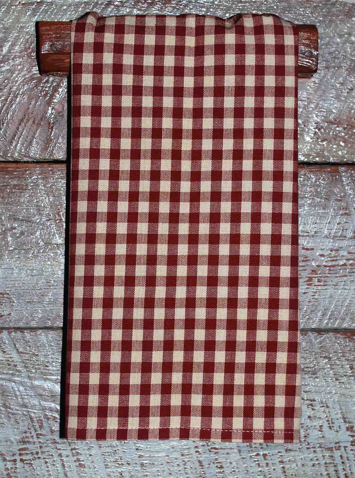 Red Tea Dyed Small Check Tea Towel